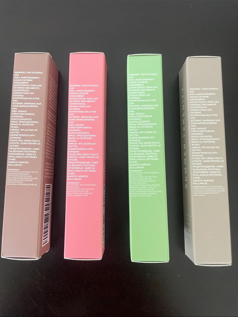 Summer Ferenity Lip Balm Set — Pink, Green, Taupe Shades